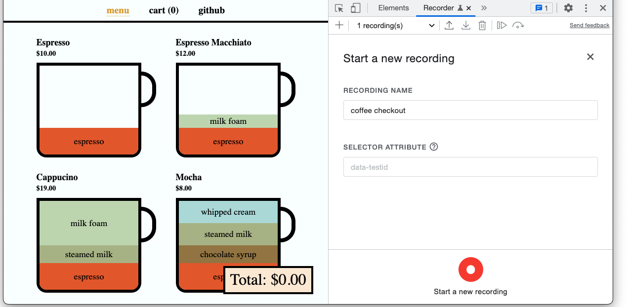 Start a new recording in the DevTools Recorder