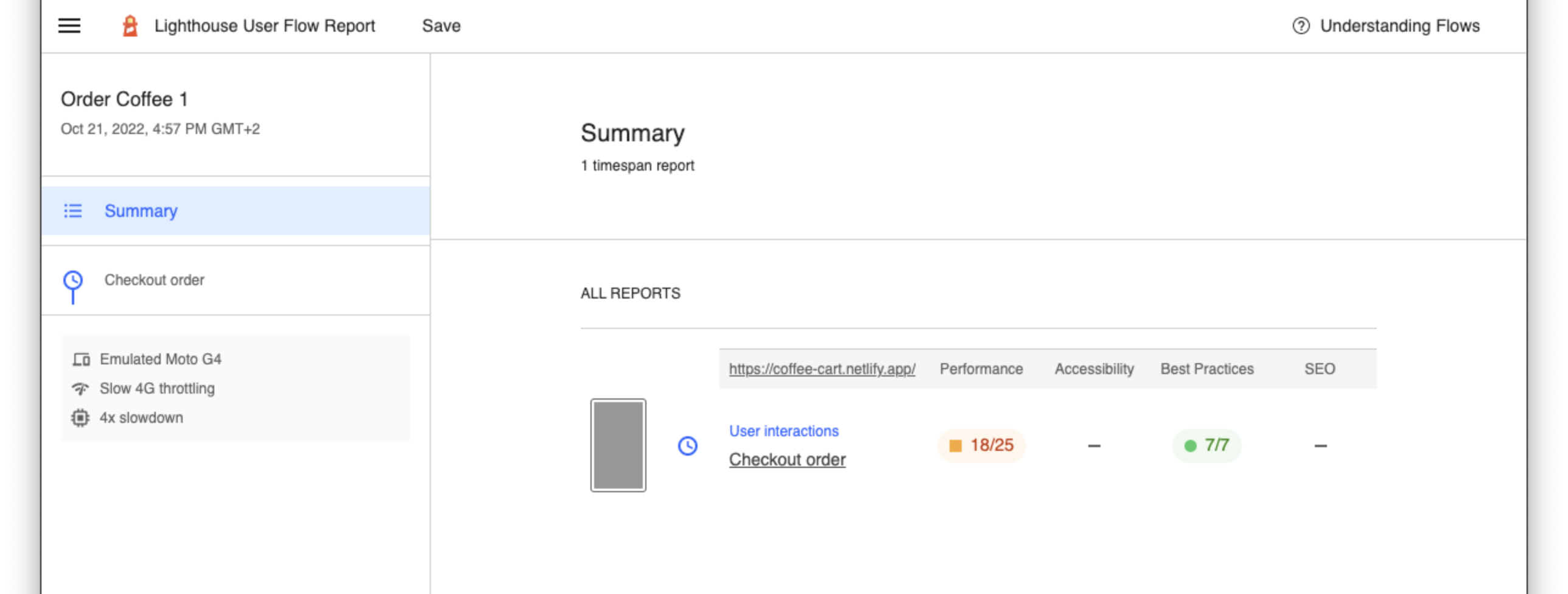 Report of a replayed recording wrapped in one timespan